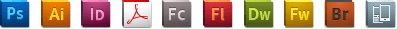 Photoshop Extended, Illustrator, InDesign, Acrobat Pro, Flash Catalyst, Flash, Dreamweaver, FireWorks, Bridge, Device Central